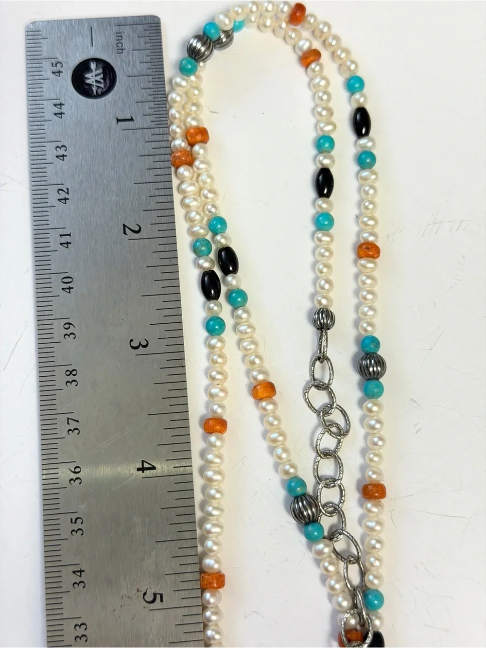 Vintage Carolyn Pollack Sterling Silver Pearl and Multi Stone Necklace - Picture 8 of 10